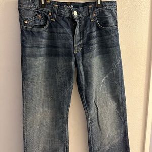 Rock and Republic Straight Legged Jeans, 2000’s style w/ Patchwork, Dark wash